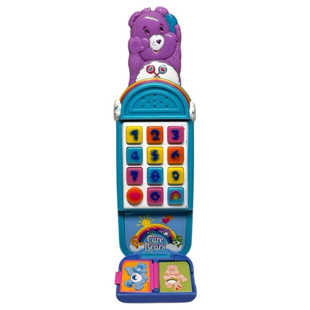 Vintage 2004 Care Bears Flip Cell Phone Toy Rare Works Purple Bear HTF